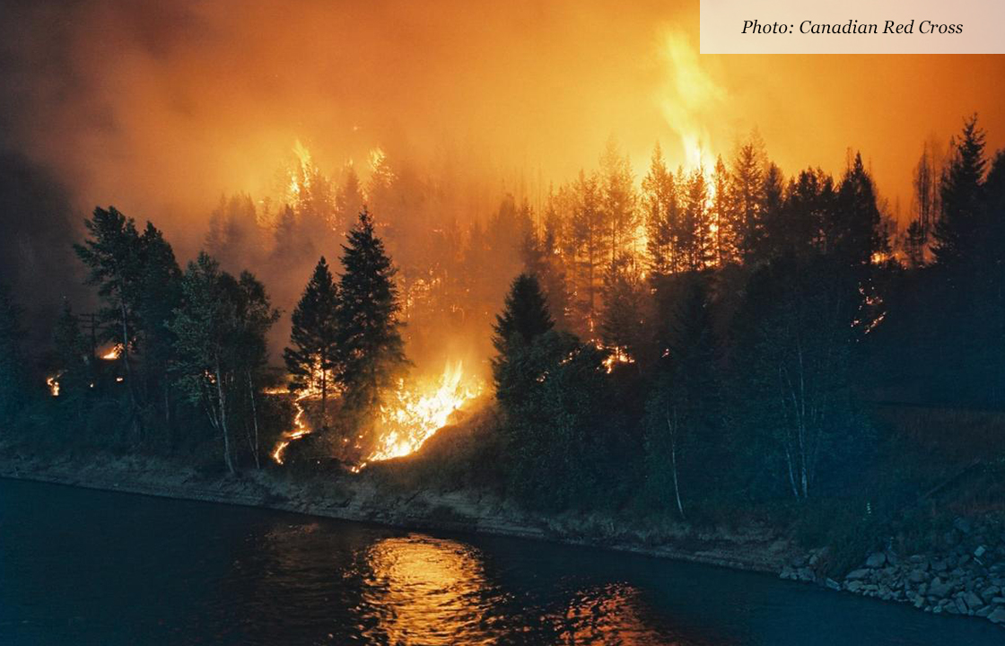 picture from the Canadian Red Cross of the forest fire in British Columbia in 2021