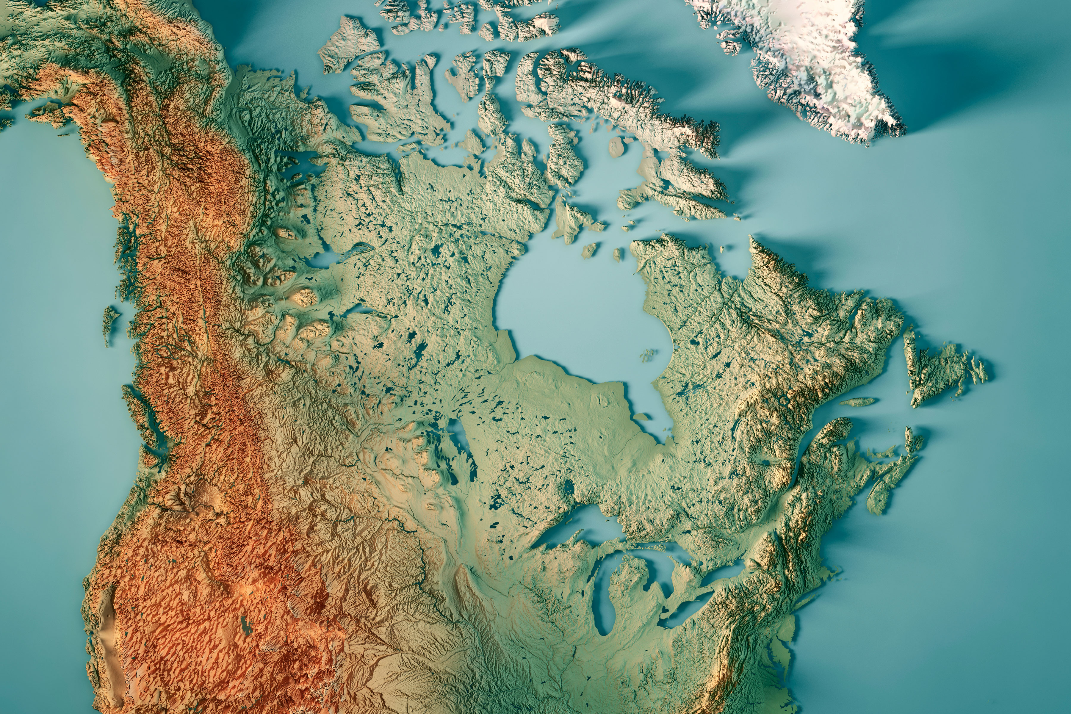 geographic map of north america